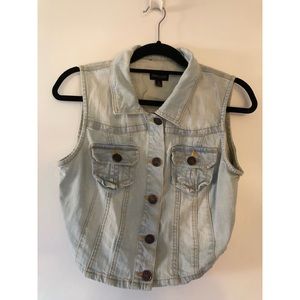 Cropped Denim Vest - Light Denim Jean Jacket